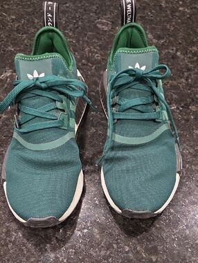Adidas Womens NMD Knit Running Shoes with White Sole, Forest Green Size 9'.5